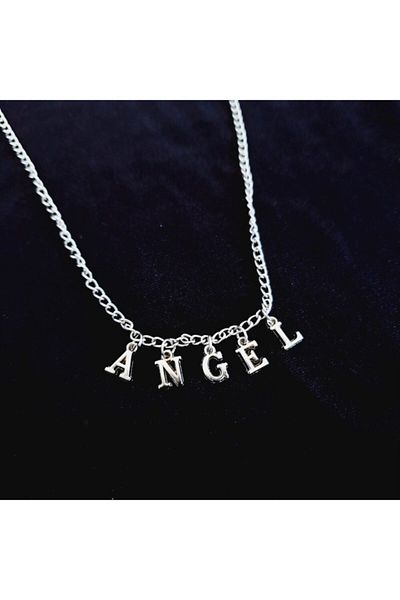 AlpCollection Women's Gray Angel Lettered Necklace