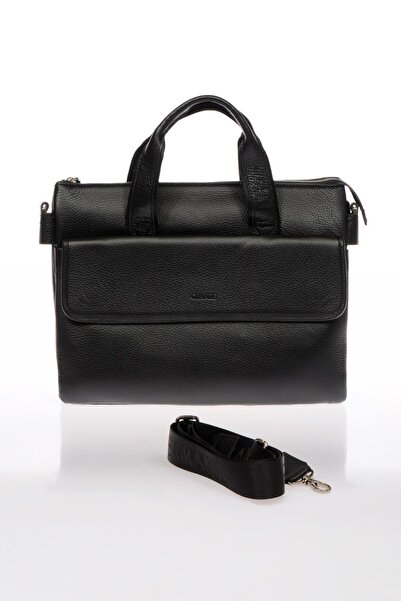 Grande Hakiki Deri Siyah Unisex  Laptop & Evrak Çantası Grercnt6881