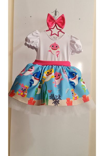 NA ADDESIGN Rochie pufoasă din tul cu rechin albastru pentru fetiță