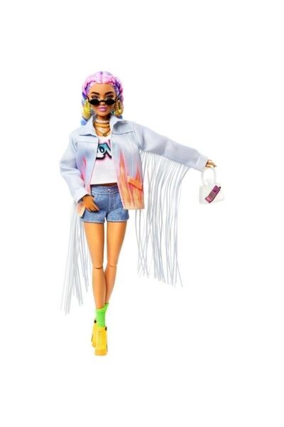 Barbie Extra - Esmer Extra - Renkli Örgü Saçlı Bebek Grn29