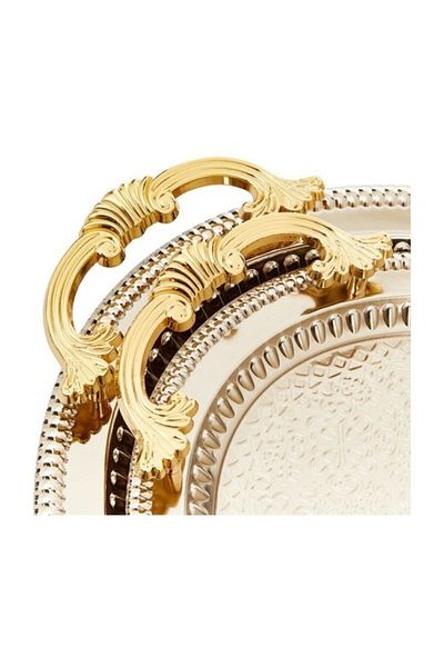 Dalgıç Set of 2 Silver Color Tarnish Tray