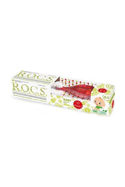R.O.C.S. Rocs Baby Toothbrush and Toothpaste Set Red 0-3 Years