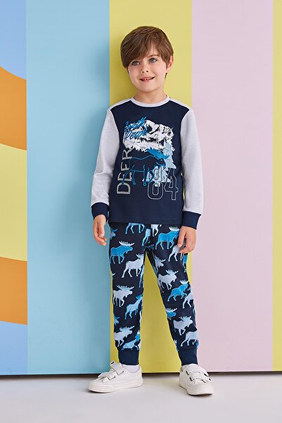 ROLY POLY Boy's Navy Blue North Peak Deer Pajama Set