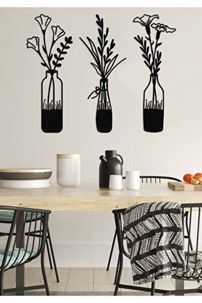 Metalium Concept Dekoratif Metal Duvar Tablosu Bahar Çiçekleri 16x43cm X 3 Ad...