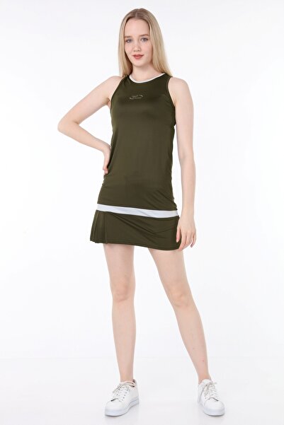 Keyif Fırtınası Kadın Haki Şortlu Tenis Elbise