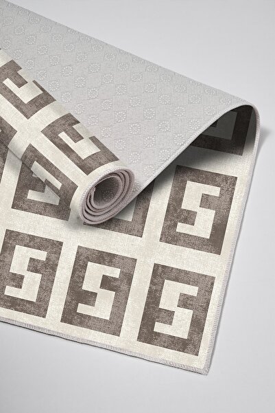 Alanur Home Alanur Trend Non-Slip Base Digital Bathroom Set Beige