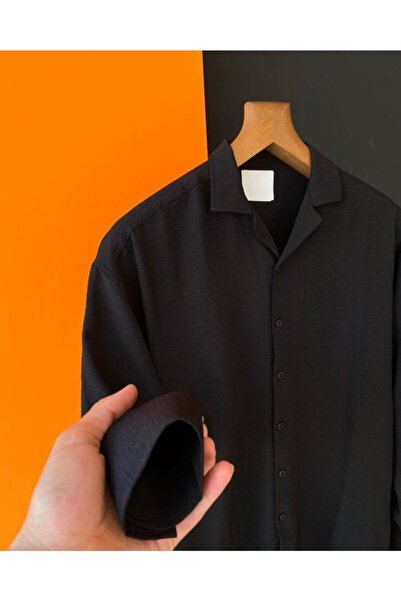 NO1 KONSEPT Φαρδύ μακρυμάνικο πουκάμισο μαύρο