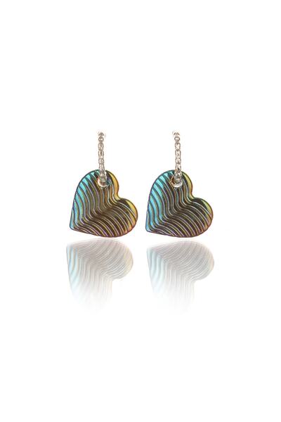 Leerybee Chrome Yellow Green Fuchsia Blue Mixed Color Antiallergic Heart Earr...