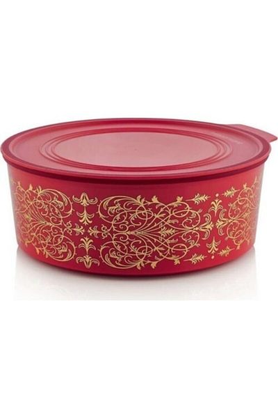 Tupperware Red Gold Patterned Cookie Box 1 5 lt
