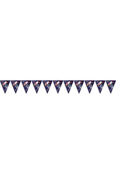 Süsle Baby Party Cosmic Galaxy Space Themed Triangle Flag Pennant - 3.20 Mt