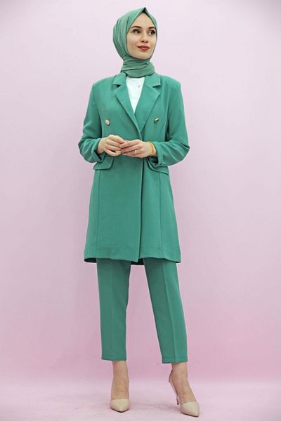 Giza Giyim Γυναικείο Σακάκι Blazer Σετ Μιντ