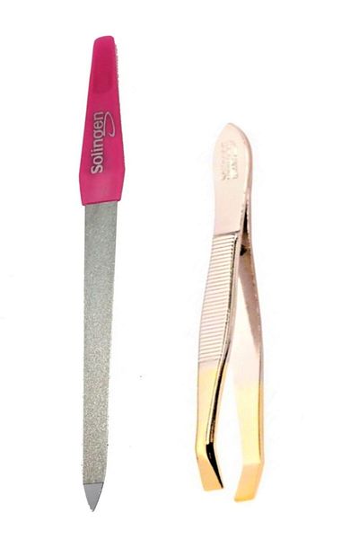 RoseRoi Tweezers Nail File Colorful Handle File and Tweezers Set Together