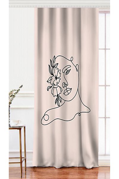 Realhomes Lady Silhouette with Onedraw Drawing on Single Wing Color Backdrop Digital Printed Background Curtain