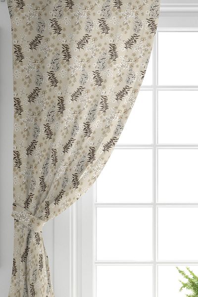 Realhomes Colorful Leaf Pattern Digital Printed Single Wing Background Curtain on Pastel Backdrop