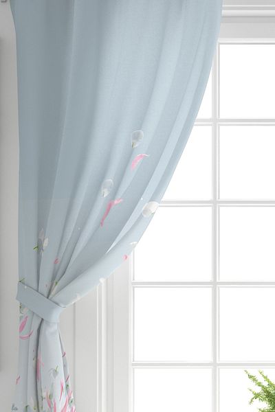 Realhomes Cortina de fundal cu flori de hortensie colorate imprimate digital cu fundal pastel cu aripi duble