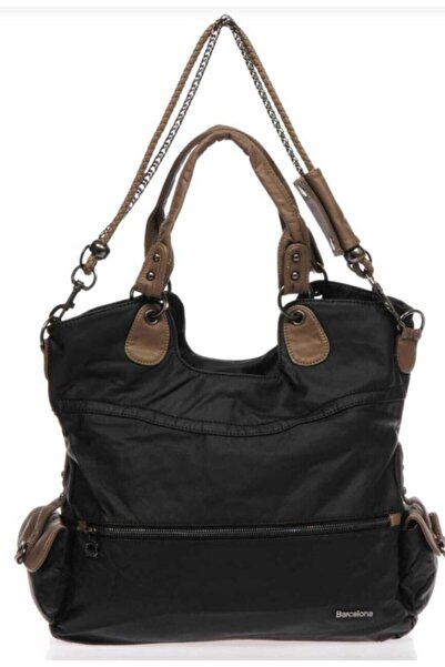 SMART BAGS 21k Barcelona 1582 Yıkama Deri Kadın Omuz Çantası Siyah