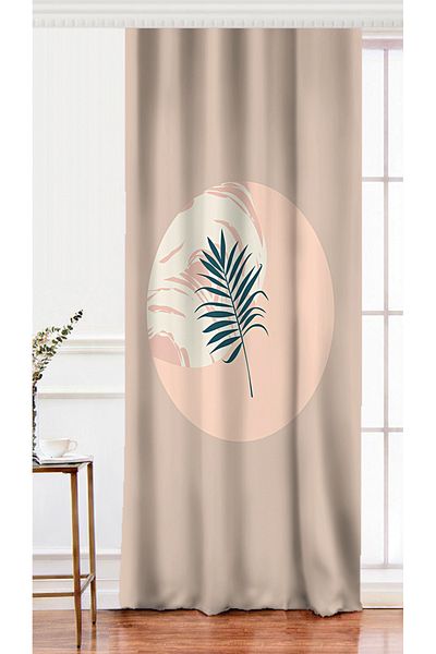 Realhomes Leaf Patterned Digital Printed Background Curtain on Single Wing Pastel Backdrop