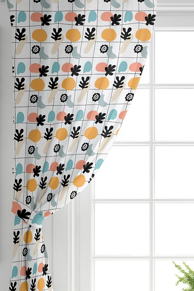 Realhomes Perdeau de fundal imprimat digital cu desen cu desen Onedraw pe fundal colorat cu aripi duble