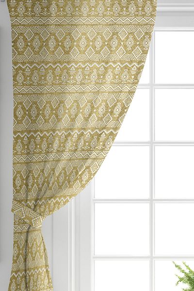 Realhomes Digital Printed Background Curtain with White Bohemian Drawing on Single Wing Gold Backdrop