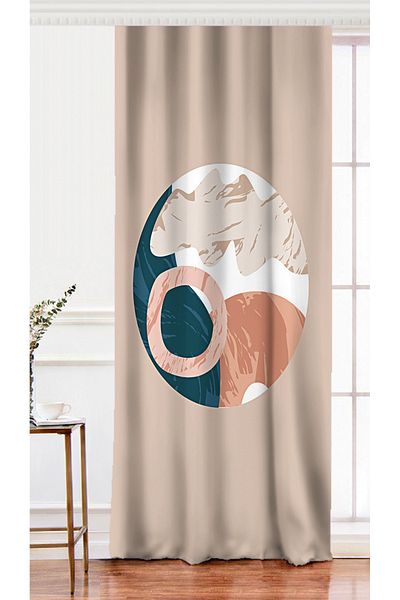Realhomes Geometric Patterned Digital Printed Background Curtain on Single Wing Pastel Backdrop