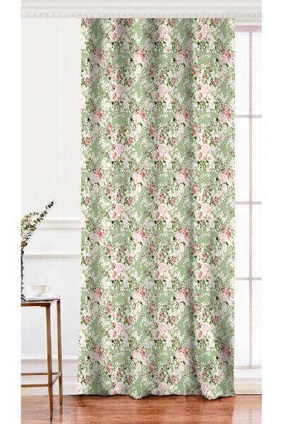 Realhomes Tek Kanat Renkli Zemin Üzerinde Beyaz Çiçek Desenli Dijital Baskılı...