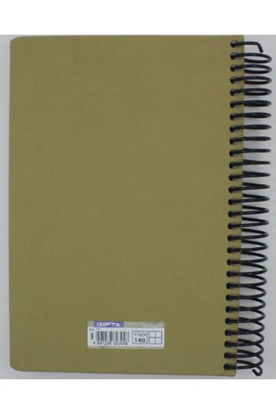 Gıpta Vip Spiral Leather Cover Notebook 17x24 140 Sheets Checkered Milk Brown