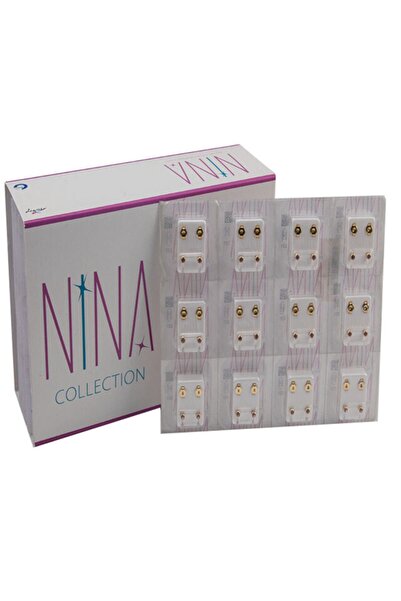 VİTRİNKUTU Nina Collection Steril Kulak Delme Küpesi 12 Çift Sarıya Karışık