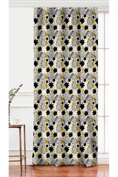 Realhomes Autumn Leaf Patterned Digital Printed Background Curtain with Gold Detail on Single Wing White Backdrop
