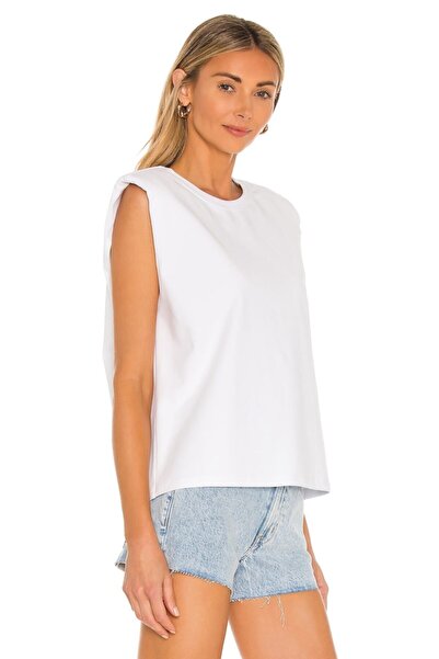 By Kul Design Λευκή γυναικεία μπλούζα με επένδυση - Μηδενικό μανίκι