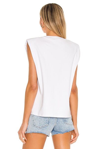 By Kul Design Λευκή γυναικεία μπλούζα με επένδυση - Μηδενικό μανίκι