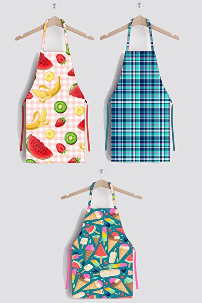 AYSHOME Watermelon Pattern Triple Family Stain-Resistant Fabric Kitchen Apron