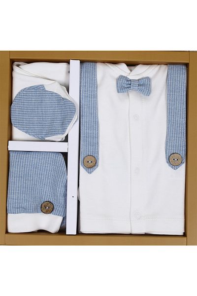Bebbemini Baby Boy Light Blue Newborn Natural Organic Cotton Hospital Exit