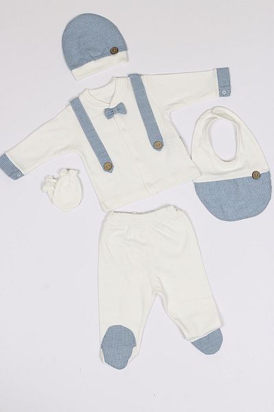 Bebbemini Baby Boy Light Blue Newborn Natural Organic Cotton Hospital Exit