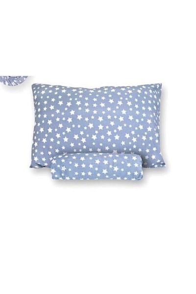 MERTİM Single Fitted Sheet and Pillow Case - Blue Star Pattern