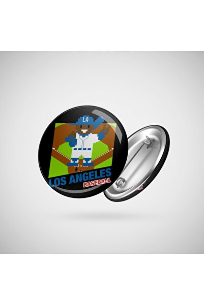 Fizello Los Angeles Baseball 8 Bit Pixel Art Cartridge Design Rozet