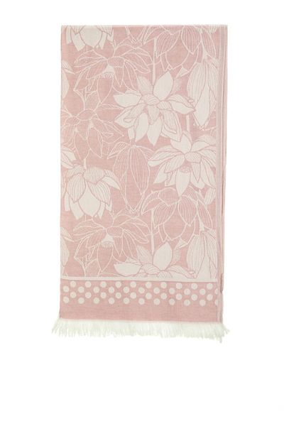 rosa bianca Missi Pink Water Lily Pattern Jacquard Cotton Peshtemal