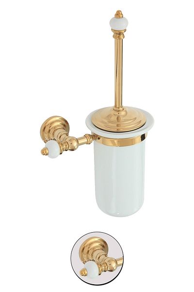 Maya Fantasia Gold Porcelain Toilet Brush - Assembled, Brass and Pvd Coated