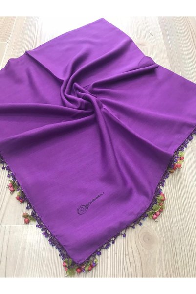 ALLURİNG THE BETTER ONE Medium Purple Hand Embroidered Cherry Embroidered Bea...