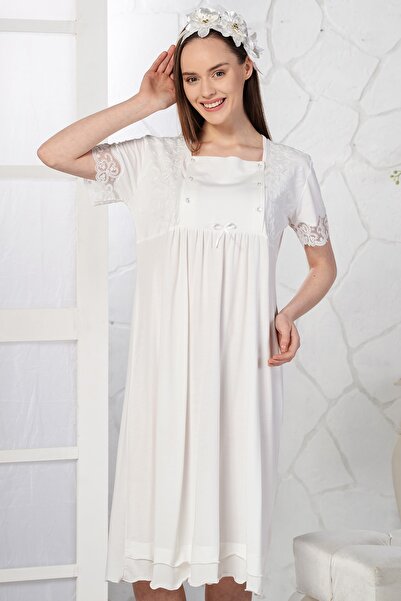 Emose ثوب نوم نسائي من الدانتيل إكرو