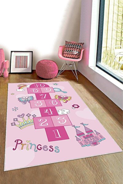 NeluxHome Makinede Yıkanan Kaymaz Taban Çocuk Halısı Princess Kd065
