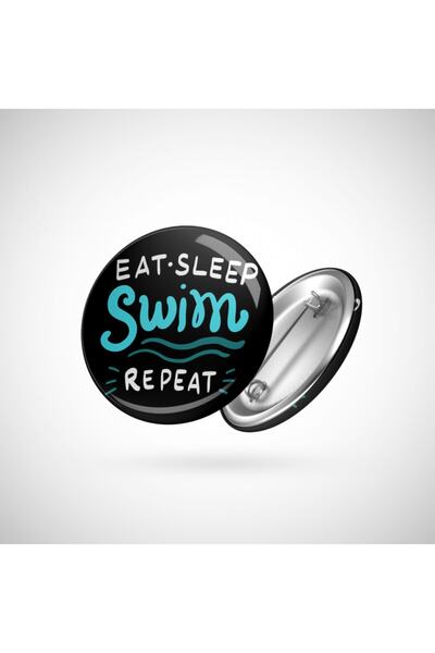 Fizello Eat Sleep Swım Repeat - Funny Swimmer Rozet
