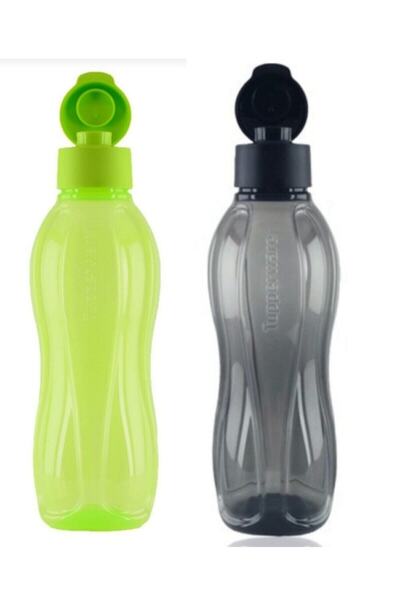 Tupperware Eco Bottle 1 Liter Black and 1 Liter Green Flask
