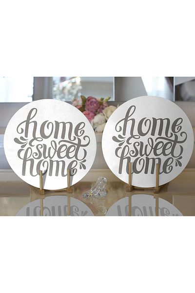 Realhomes 2-Piece Gray Home Sweet Home Modern Digital Printed Round Charger & Placemat
