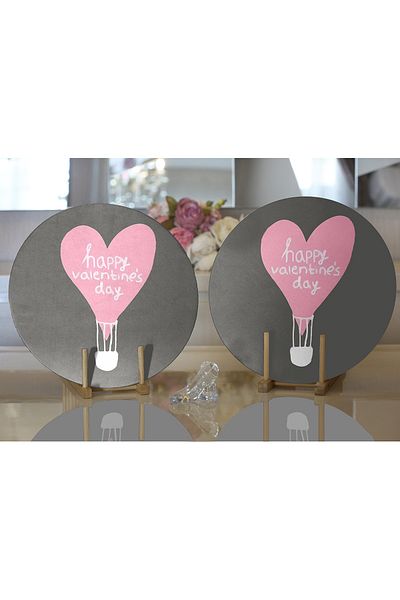 Realhomes 2-Piece Valentine's Day Themed Special Design Digital Printed Modern Round Plate & Placemat