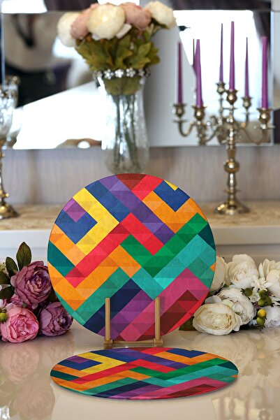 Realhomes طقم مكون من قطعتين من المطبوعات الرقمية ذات النمط الهندسي الملون وق...