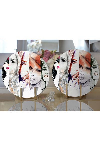 Realhomes Μοντέρνο στρογγυλό ταψί & σουπλά 2 τεμαχίων Fashion Women's Digital Printed
