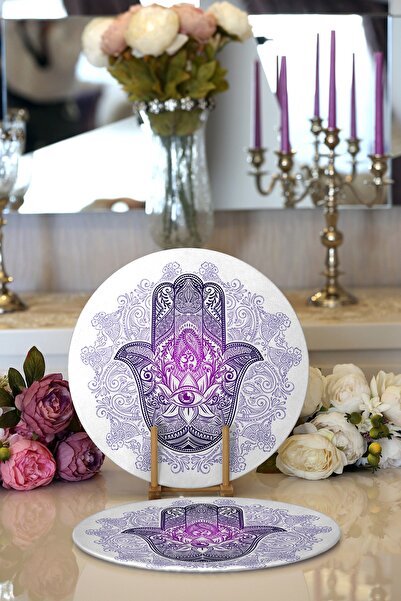 Realhomes طبق دائري حديث وقاعدة تقديم مع تصميم يد فاطمة في عبوتين من ماندالا