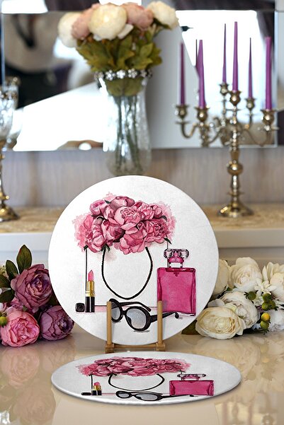 Realhomes طقم مكون من قطعتين بتصميم كوكو للتسوق، وعاء دائري حديث مطبوع رقميًا وقاعدة للخدمة