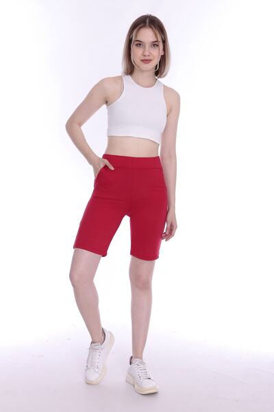 MİSSWOMEN Kadın Beli Lastikli Cepli Spor Şort