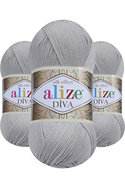 Alize ديفا 355 (رمادي) خيط اميجورومي للحياكة اليدوية 5 قطع